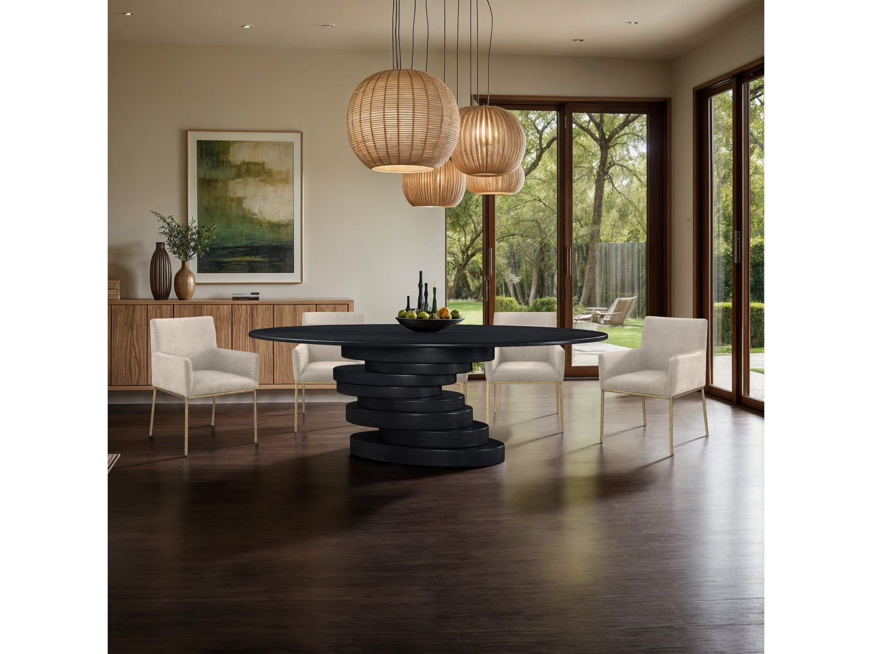 Santa Barbara Black 90" Ash Veneer Dining Table - Ornate Home