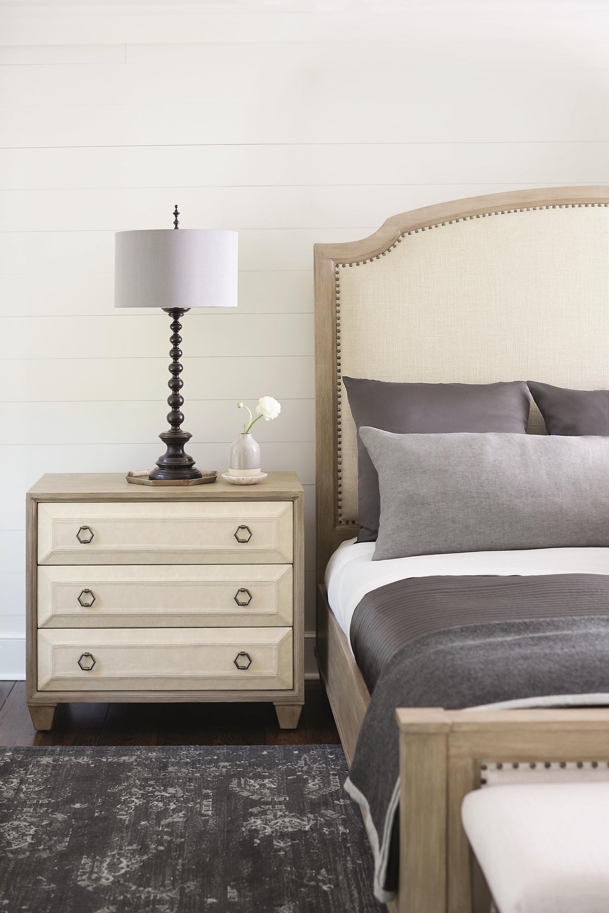 Santa Barbara Vintage Nickel Queen Panel Bed - Ornate Home