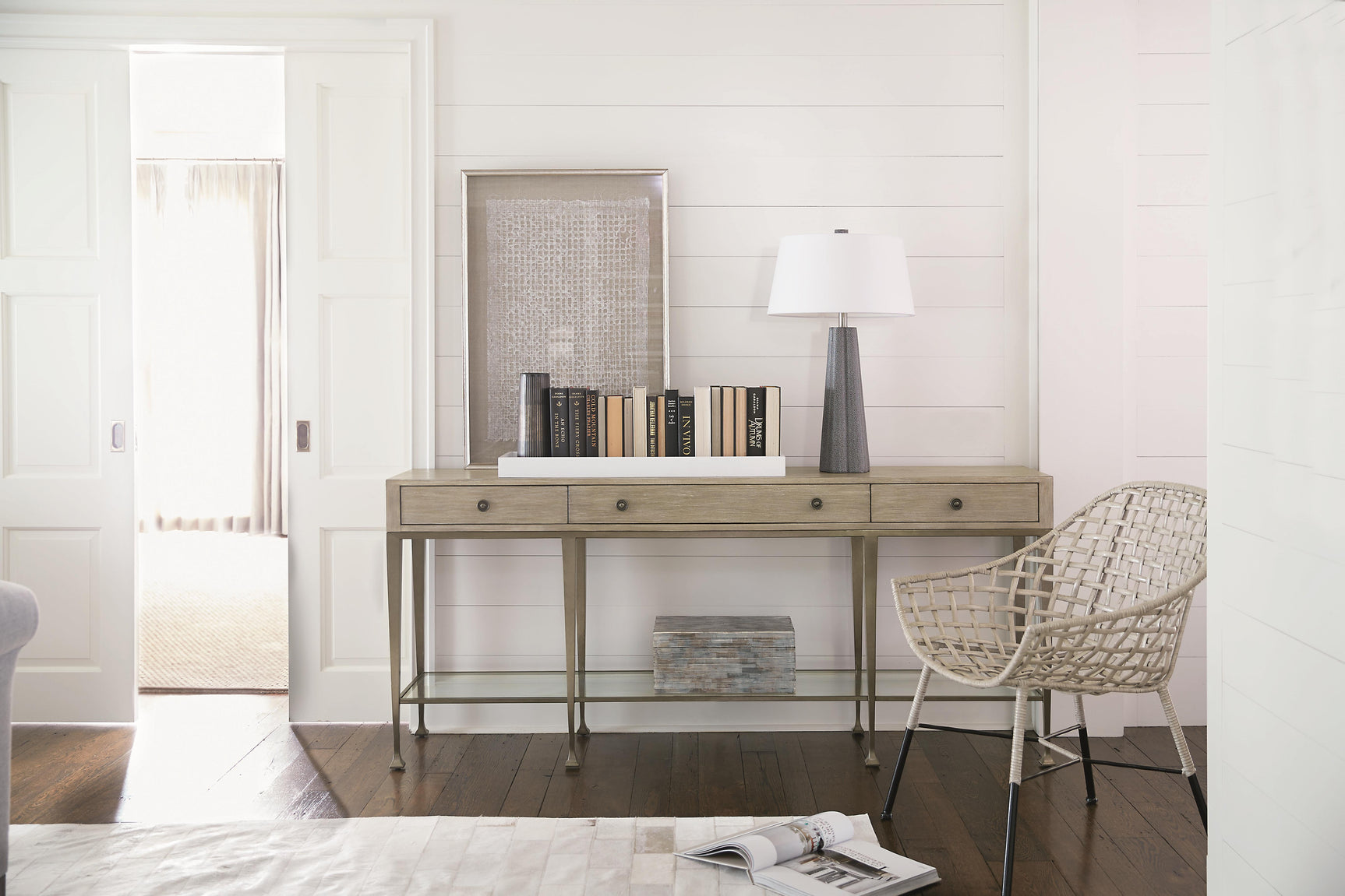 Santa Barbara Vintage Nickel/Sandstone Console Table - Ornate Home