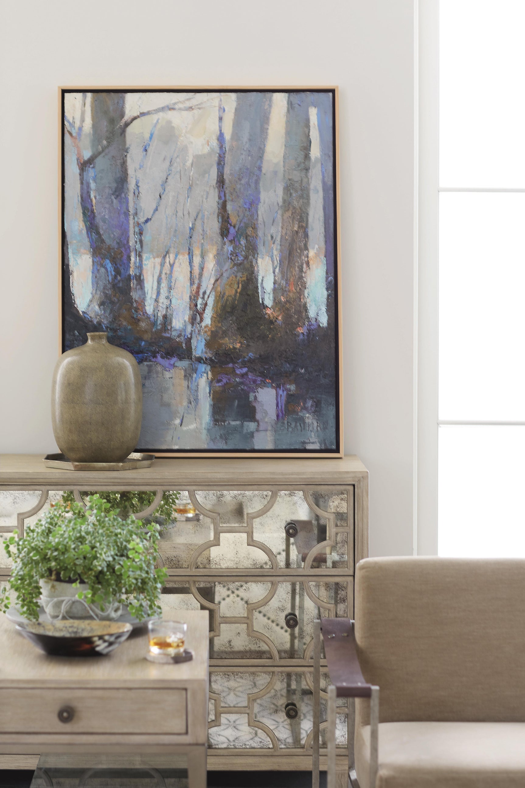 Santa Barbara Vintage Nickel/Sandstone/Textured Cameo Drawer Chest - Ornate Home