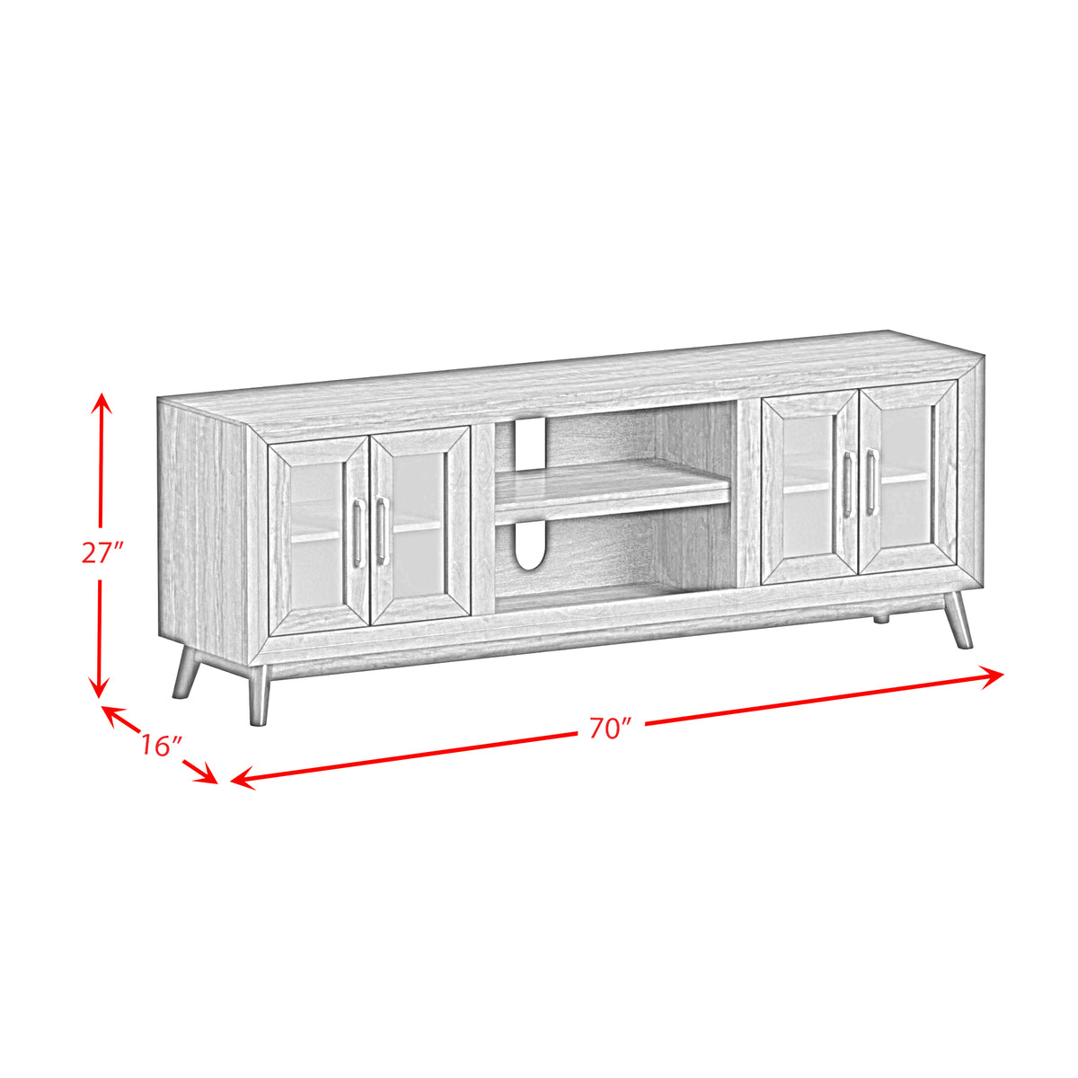 Santa Barbara Walnut 70" TV Console with 23" Fireplace Insert (Ships in 2 Boxes) - Ornate Home
