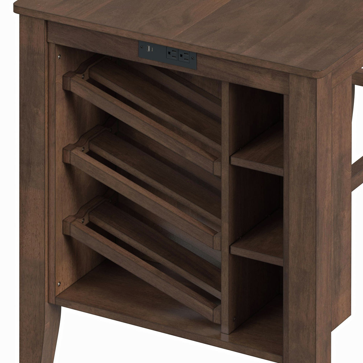 Santa Barbara Walnut/Dark Grey Kitchen Island & 2 Counter Stools - Ornate Home