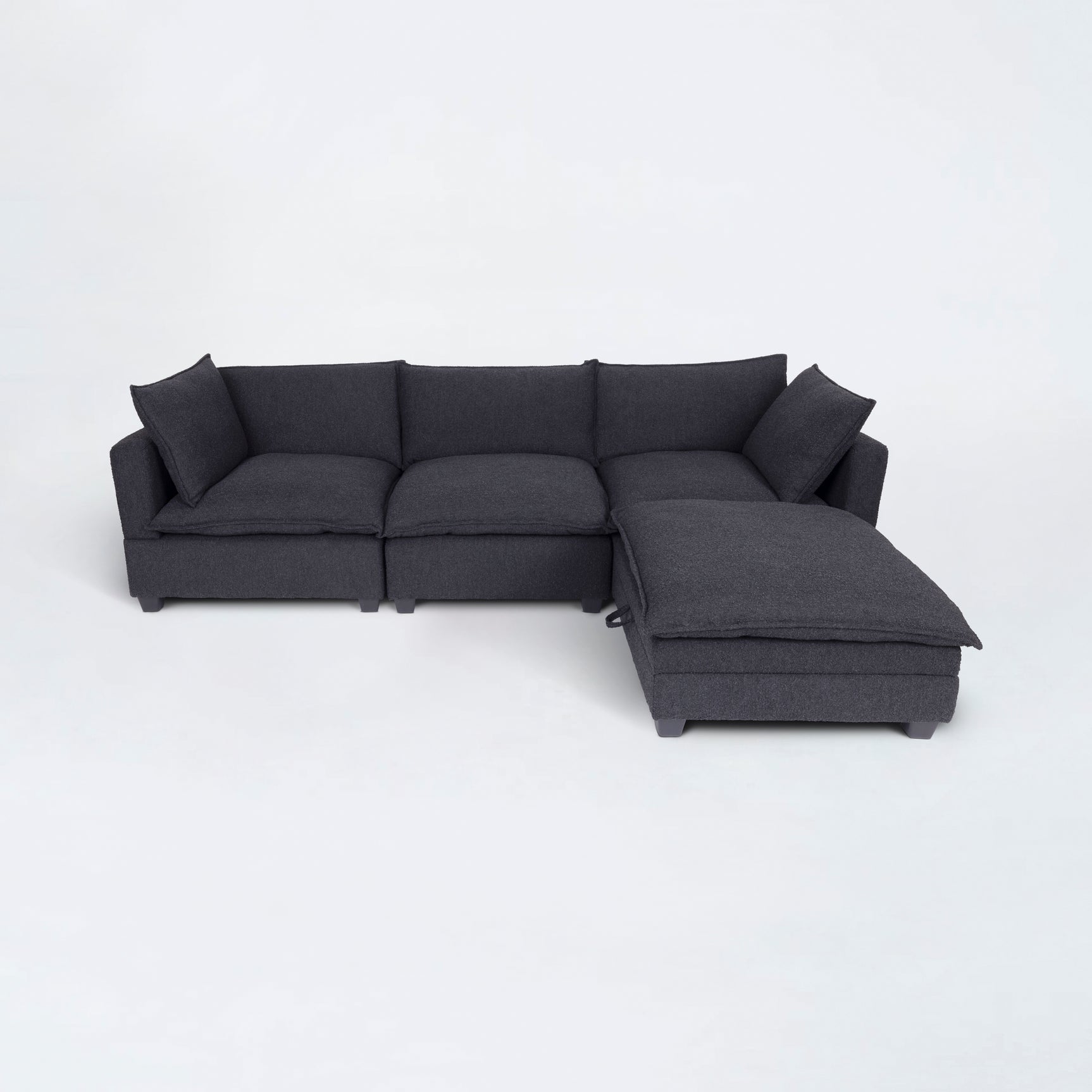 Santa Monica Black Boucle Modular Sectional / 4pc - Ornate Home