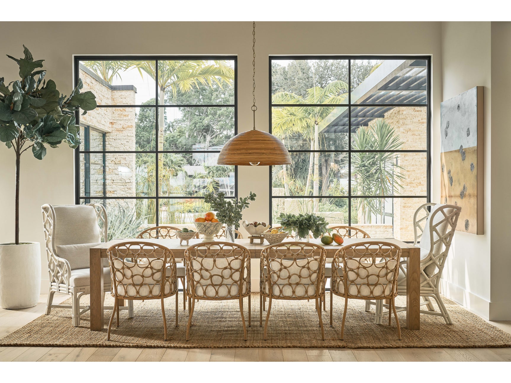 Santa Rosa Nomad Snow/White Rattan Arm Chair - Ornate Home