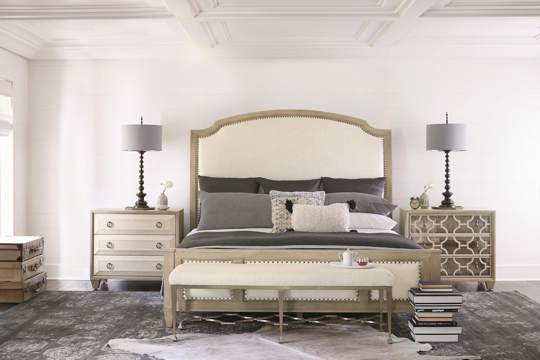 Santa Sandstone/White/Cream Barbara Queen Panel Bed - Ornate Home