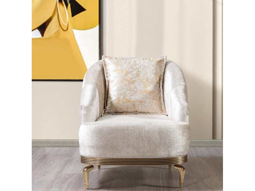 Santana Ivory Velvet Accent Chair - Ornate Home