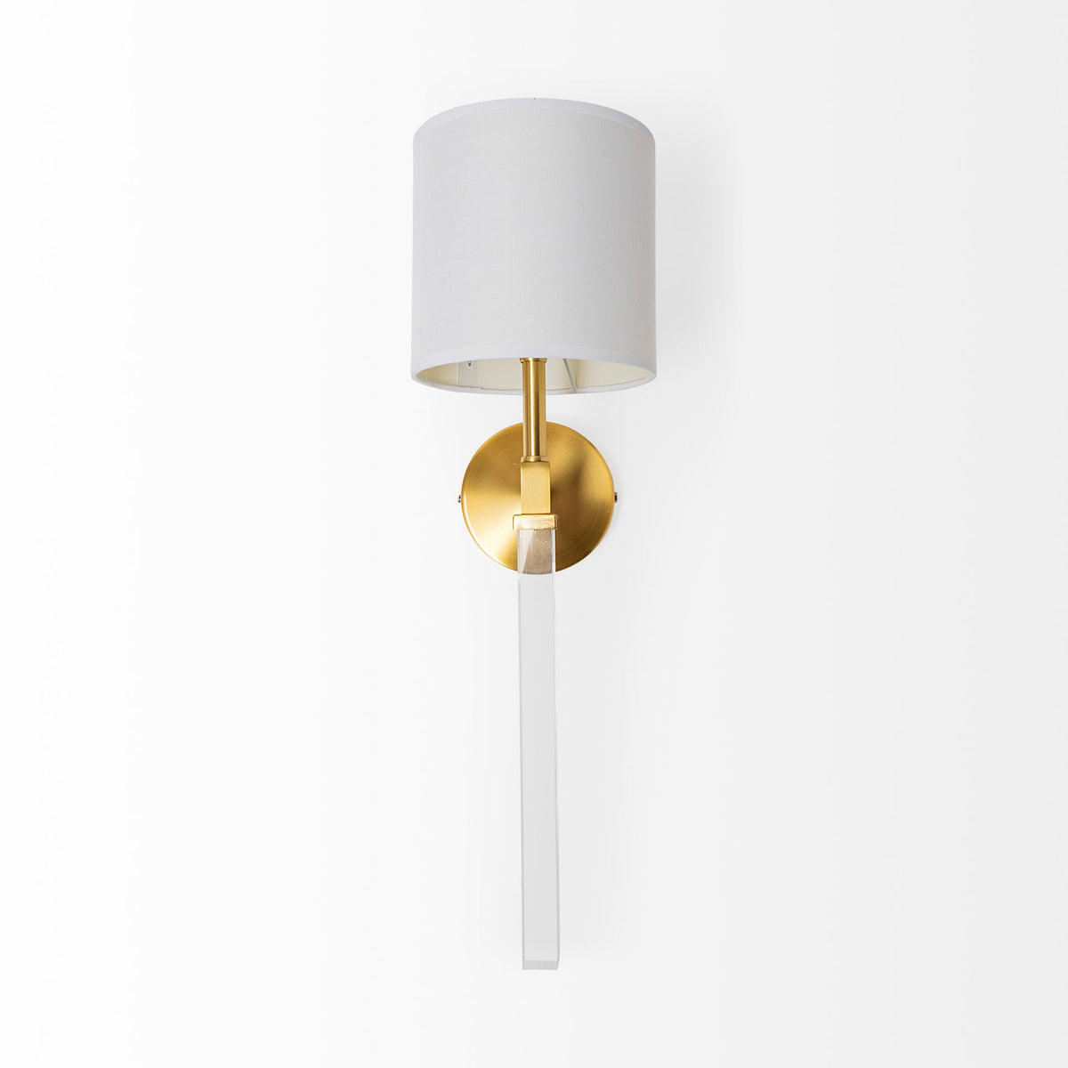 Santander Gold/White Metal and Linen Shade Wall Sconce - Ornate Home