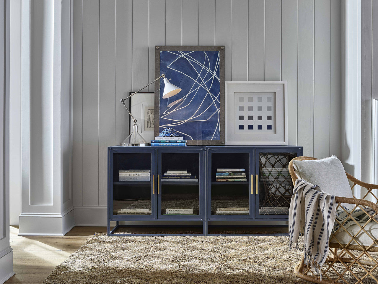 Santorini Cerulean Blue Metal Kitchen Cabinet - Ornate Home