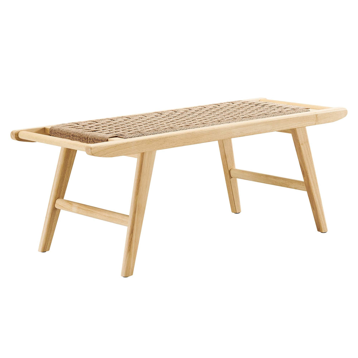 Saoirse Natural 47" Wove Rope Wood Bench - Ornate Home