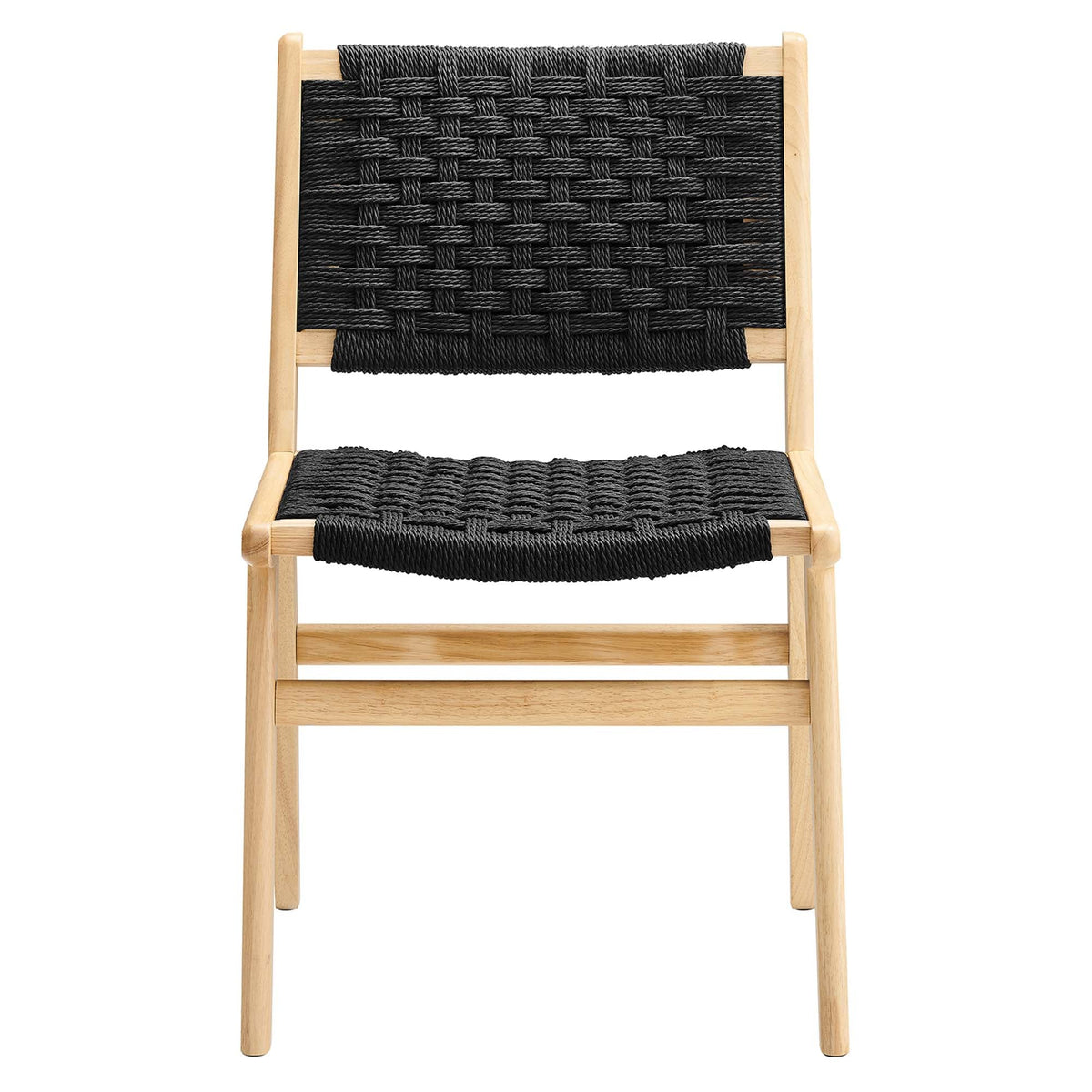 Saoirse Natural/Black Woven Rope Wood Dining Side Chair (Set of 2) - Ornate Home
