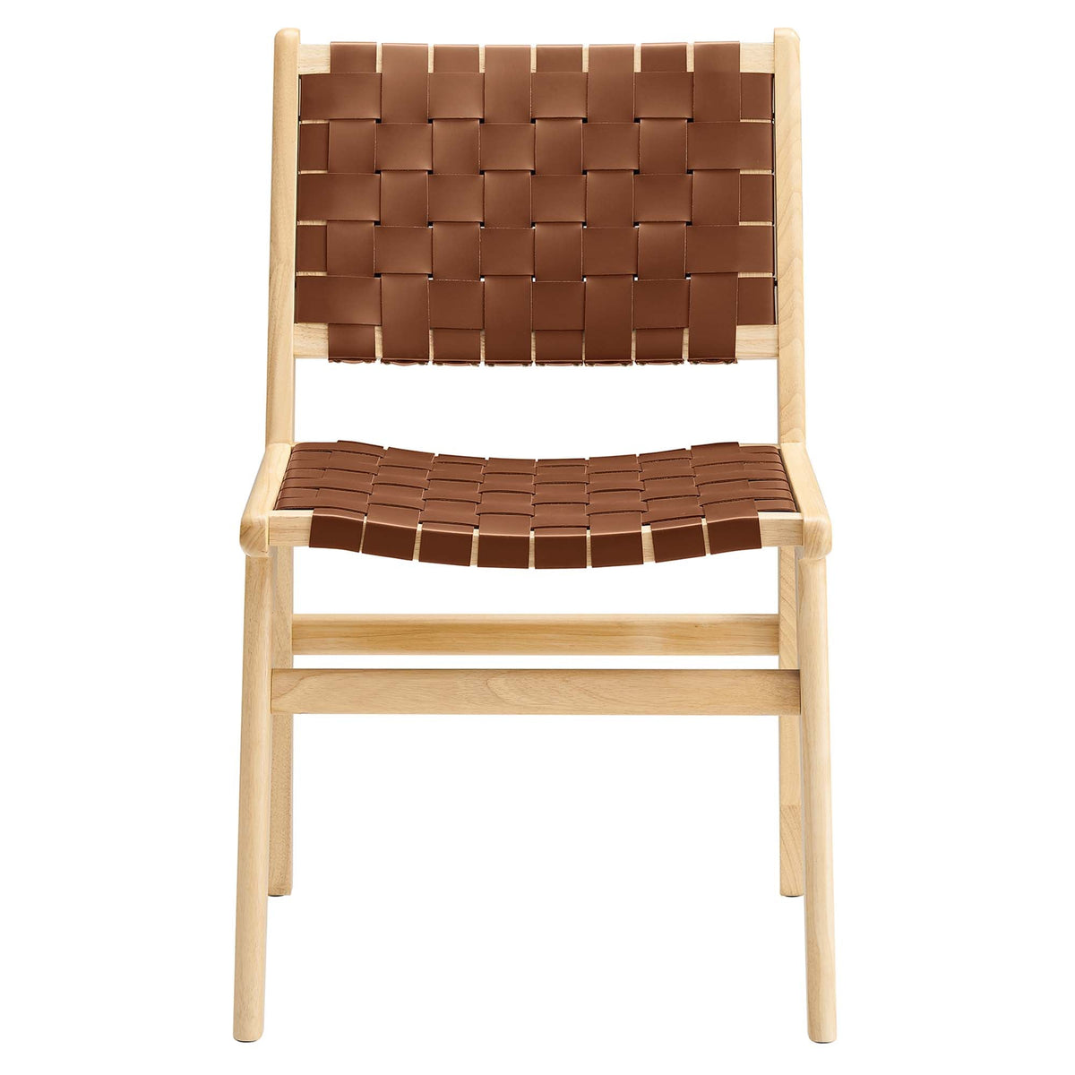 Saoirse Natural/Brown Leather Wood Dining Side Chair (Set of 2) - Ornate Home