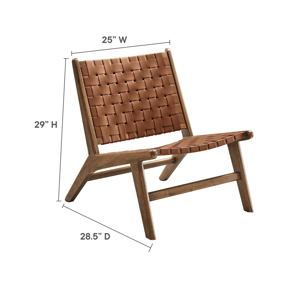 Saoirse Walnut/Brown Leather Wood Accent Lounge Chair - Ornate Home