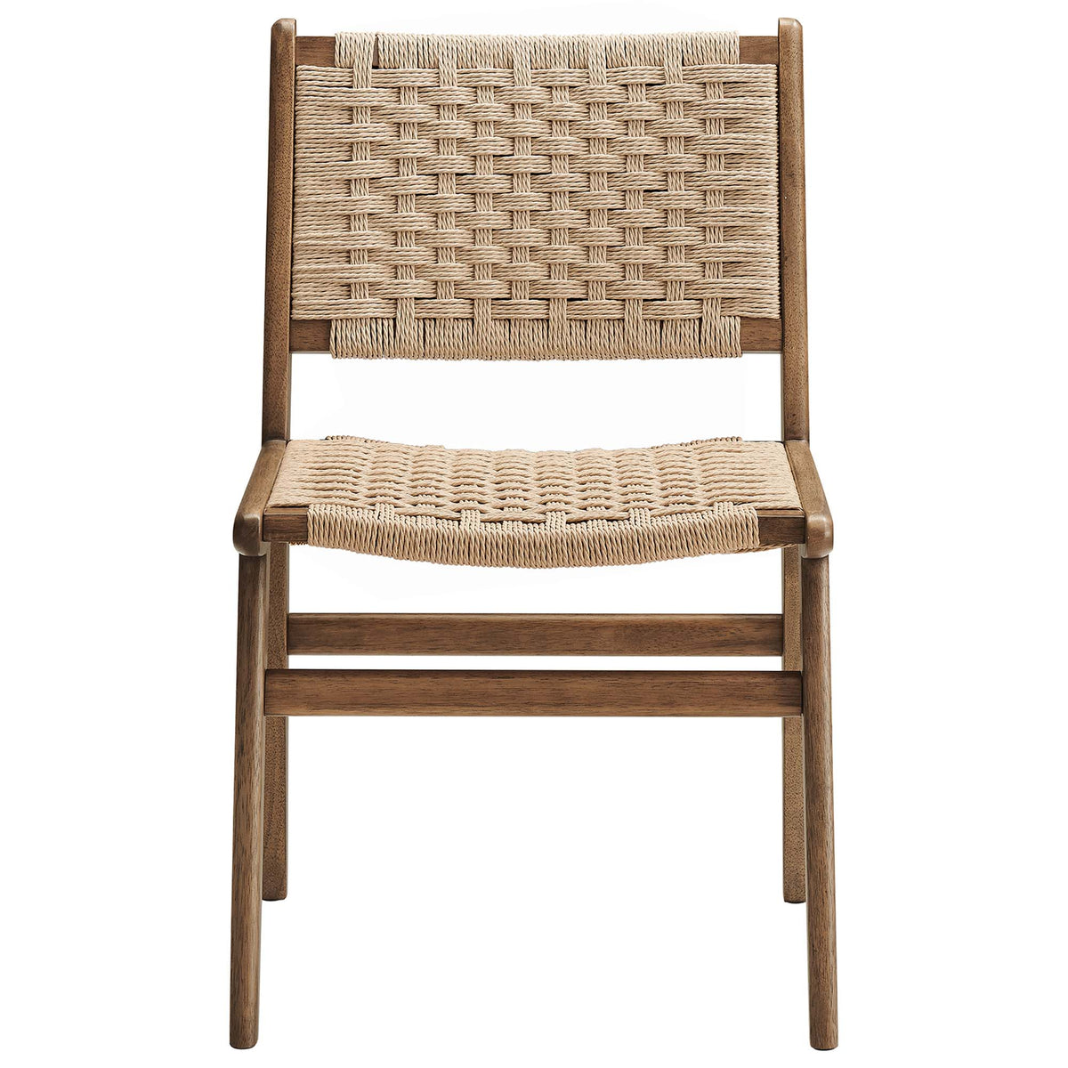 Saoirse Walnut/Natural Woven Rope Wood Dining Side Chair (Set of 2) - Ornate Home