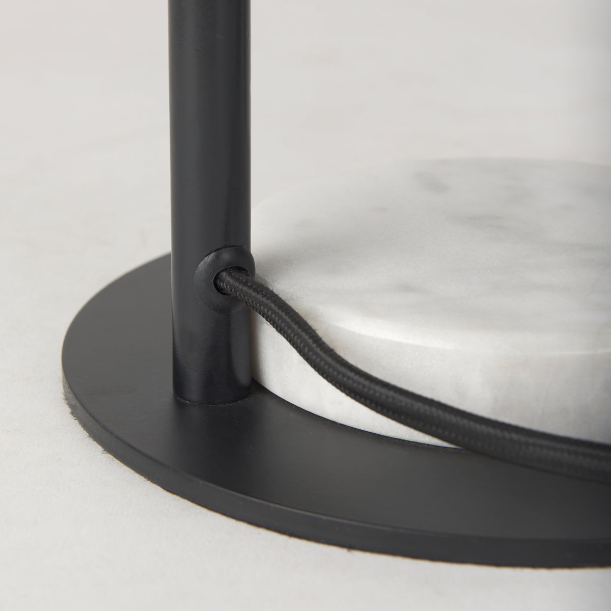 Sarah Black/White Arched Metal Cube and Shade Table Lamp with Marble - Ornate Home