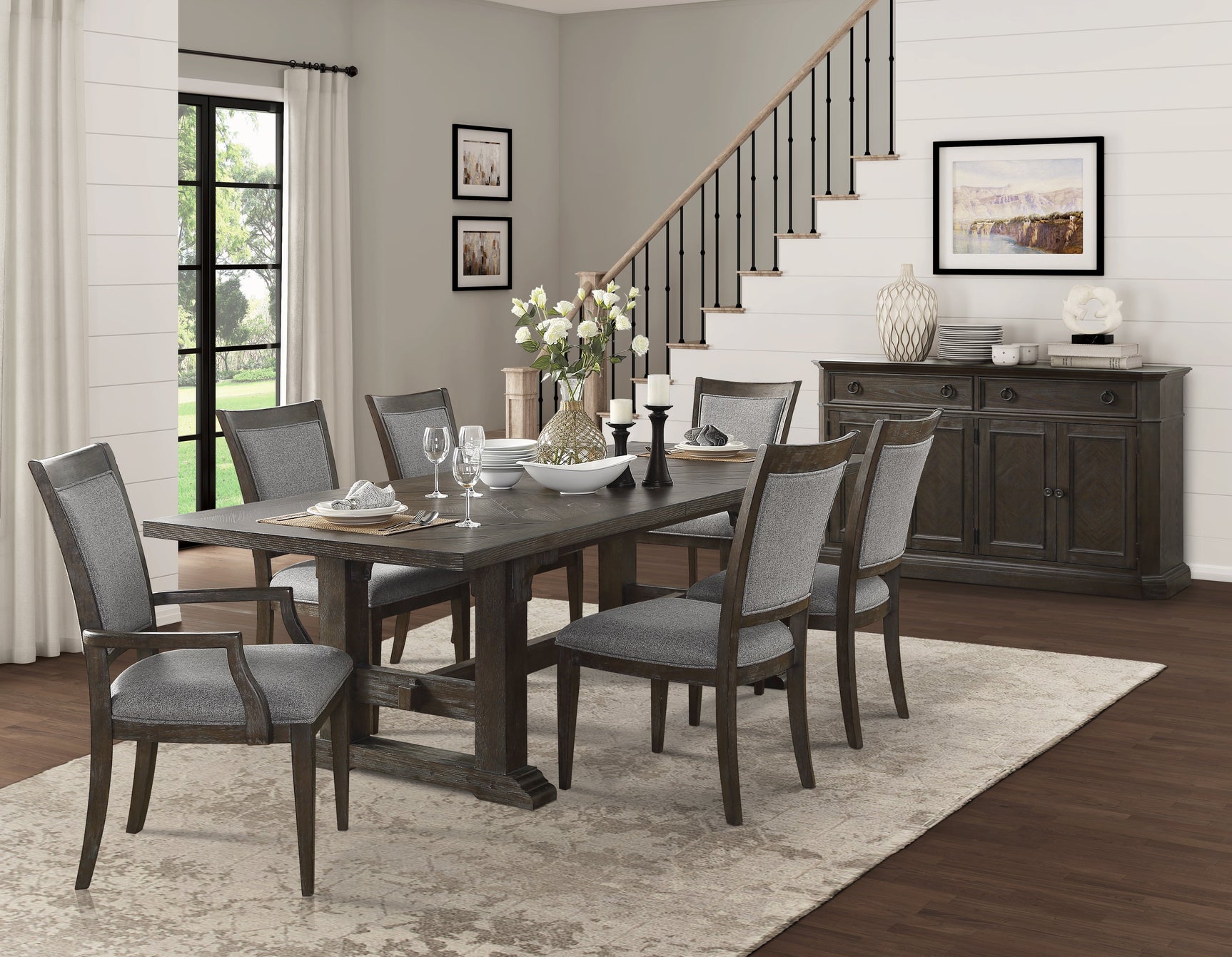 Sarasota Brown/Gray Arm Chair (Set of 2) - Ornate Home