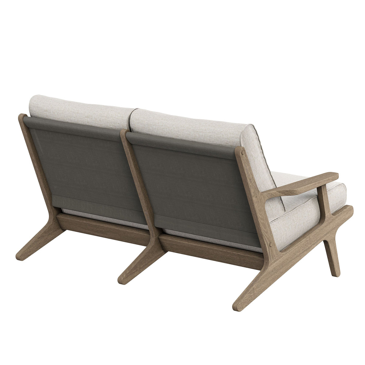 Saratoga Weathered Gray/Pebble Outdoor Patio Teak Wood Loveseat - Ornate Home