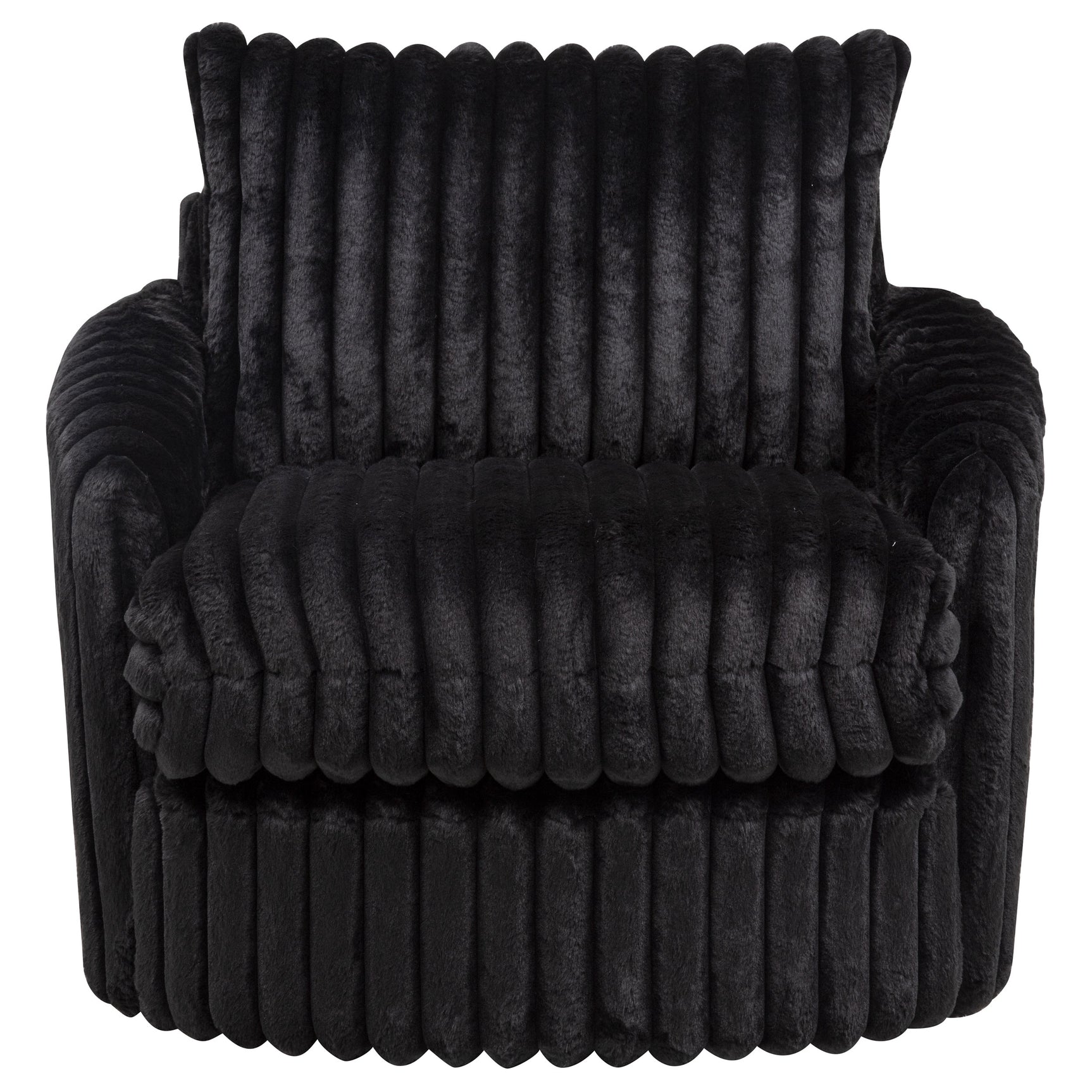Sarco Black Corduroy Upholstered Swivel Accent Arm Chair - Ornate Home