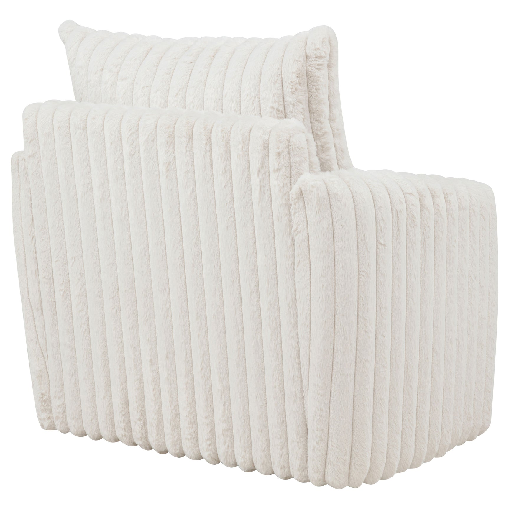 Sarco Ivory Corduroy Upholstered Swivel Accent Arm Chair - Ornate Home