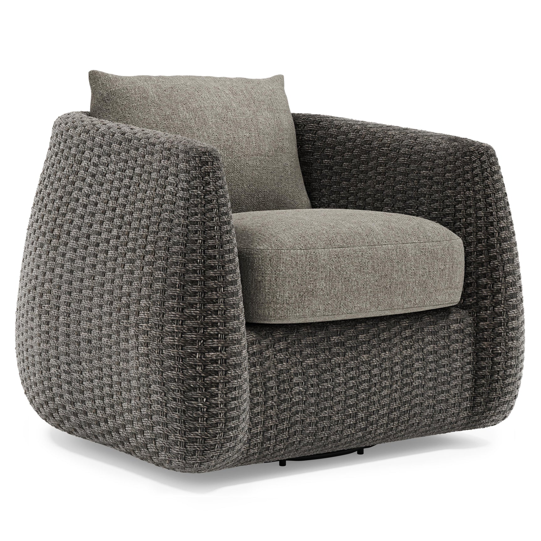 Sarene Dark Thatch Outdoor Swivel Chair - Ornate Home