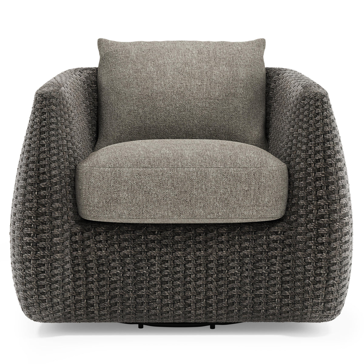 Sarene Dark Thatch Outdoor Swivel Chair - Ornate Home
