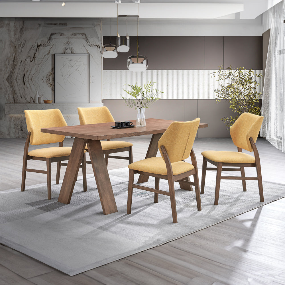 Sarha Yellow & Walnut Side Chair (Set of 2) - Ornate Home