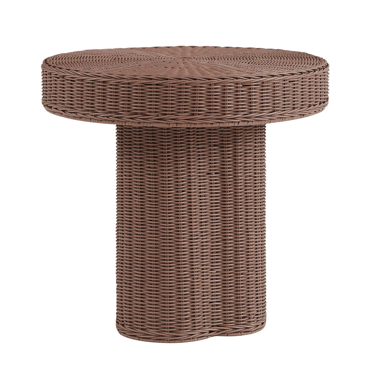 Sarova Mocha 20 Inch Natural Rattan Pedestal Side Table