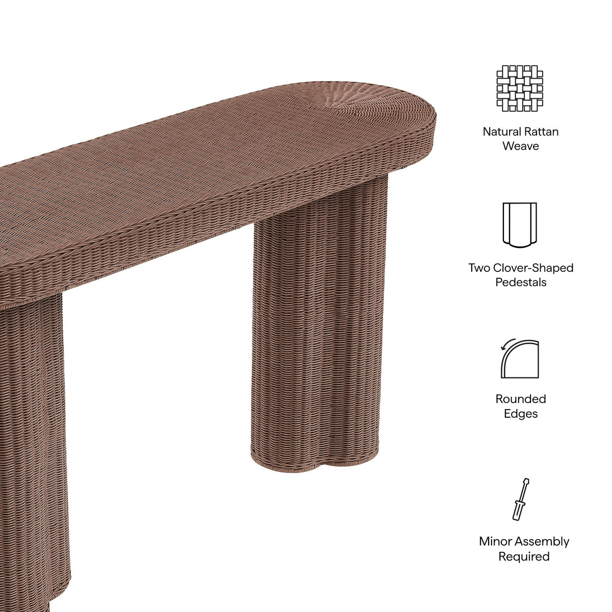 Sarova Mocha 59 Inch Natural Rattan Console Table