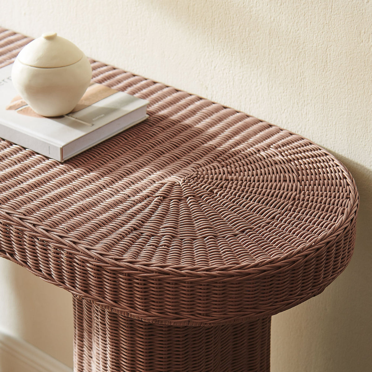 Sarova Mocha 59 Inch Natural Rattan Console Table