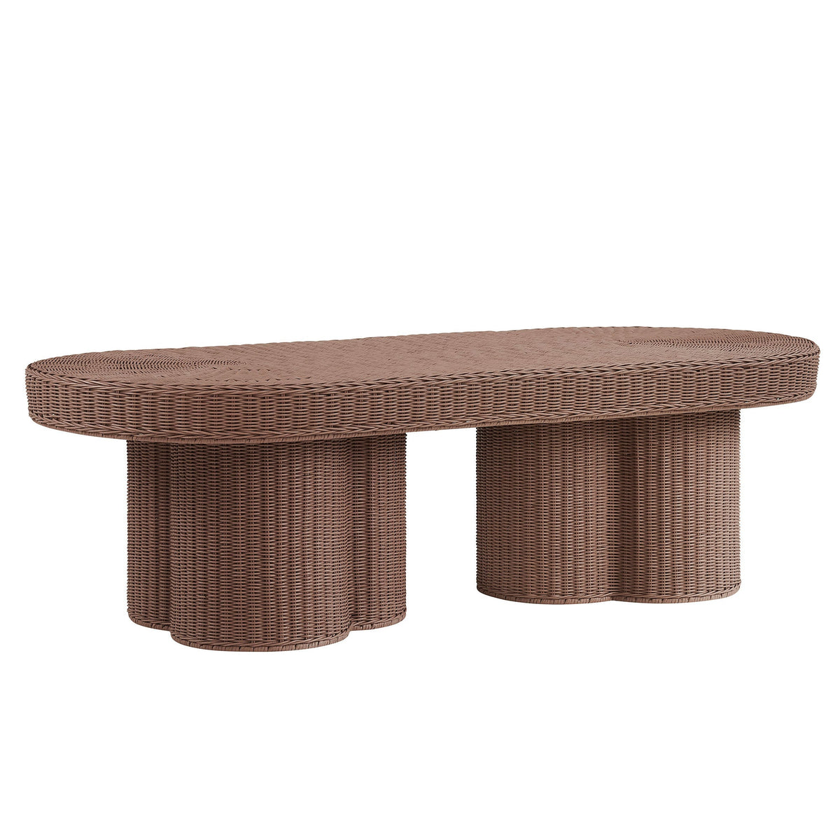 Sarova Mocha 60 Inch Natural Rattan Pedestal Coffee Table