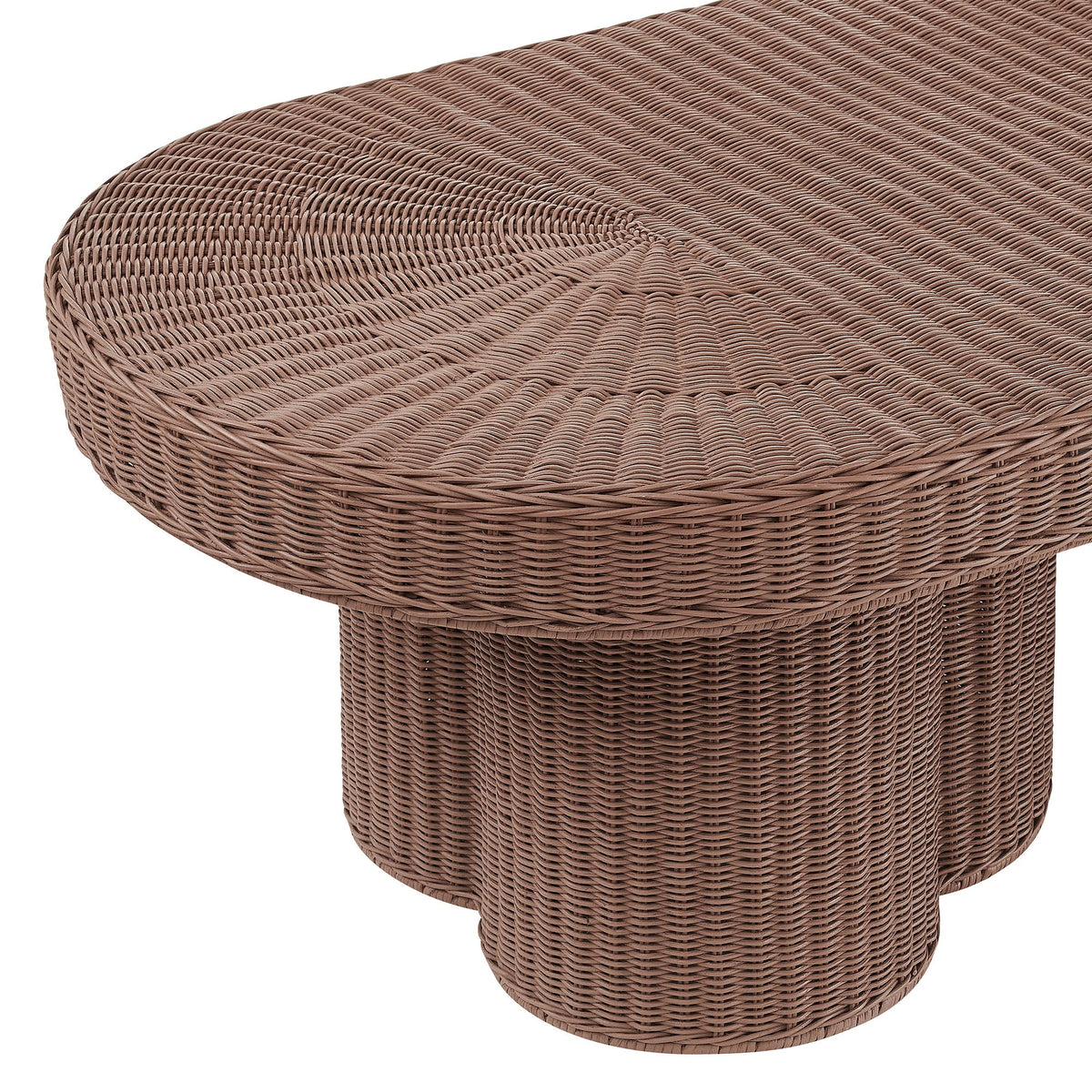 Sarova Mocha 60 Inch Natural Rattan Pedestal Coffee Table