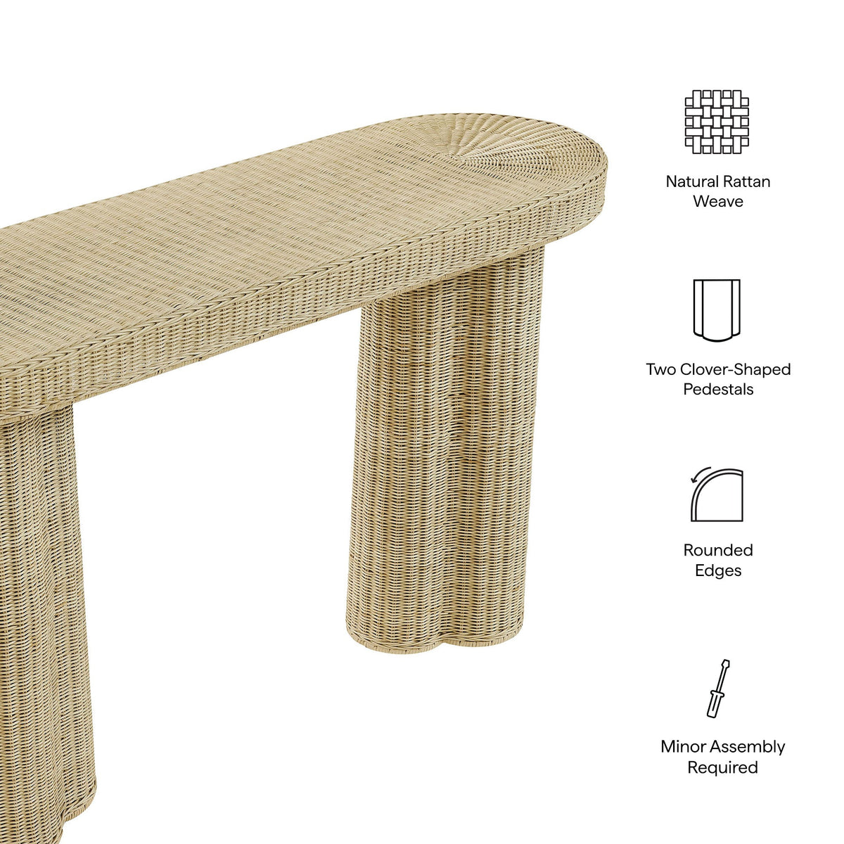 Sarova Natural 59 Inch Rattan Console Table