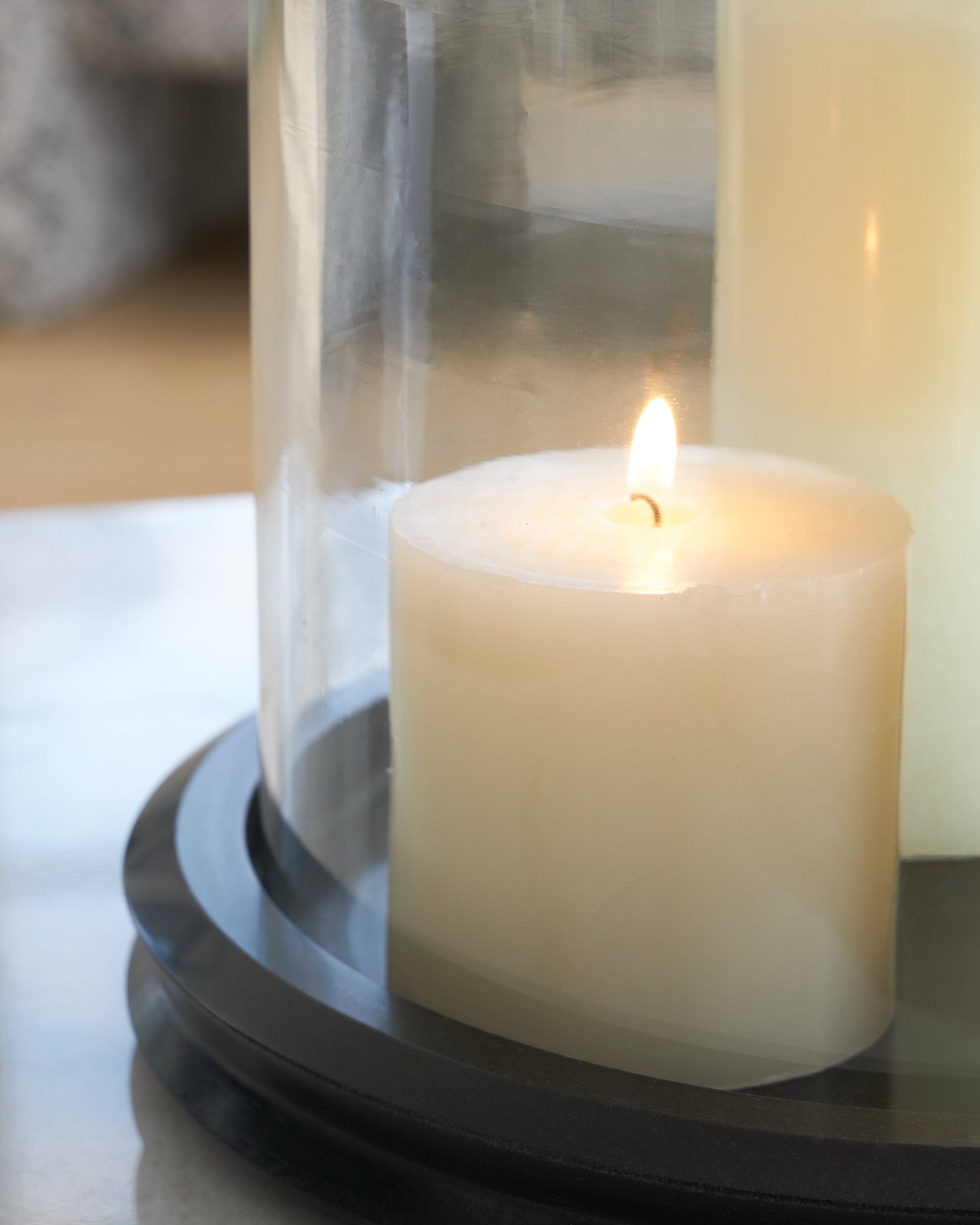 Saskia Clear/Black Candle Holder (Online Special Price) - Ornate Home