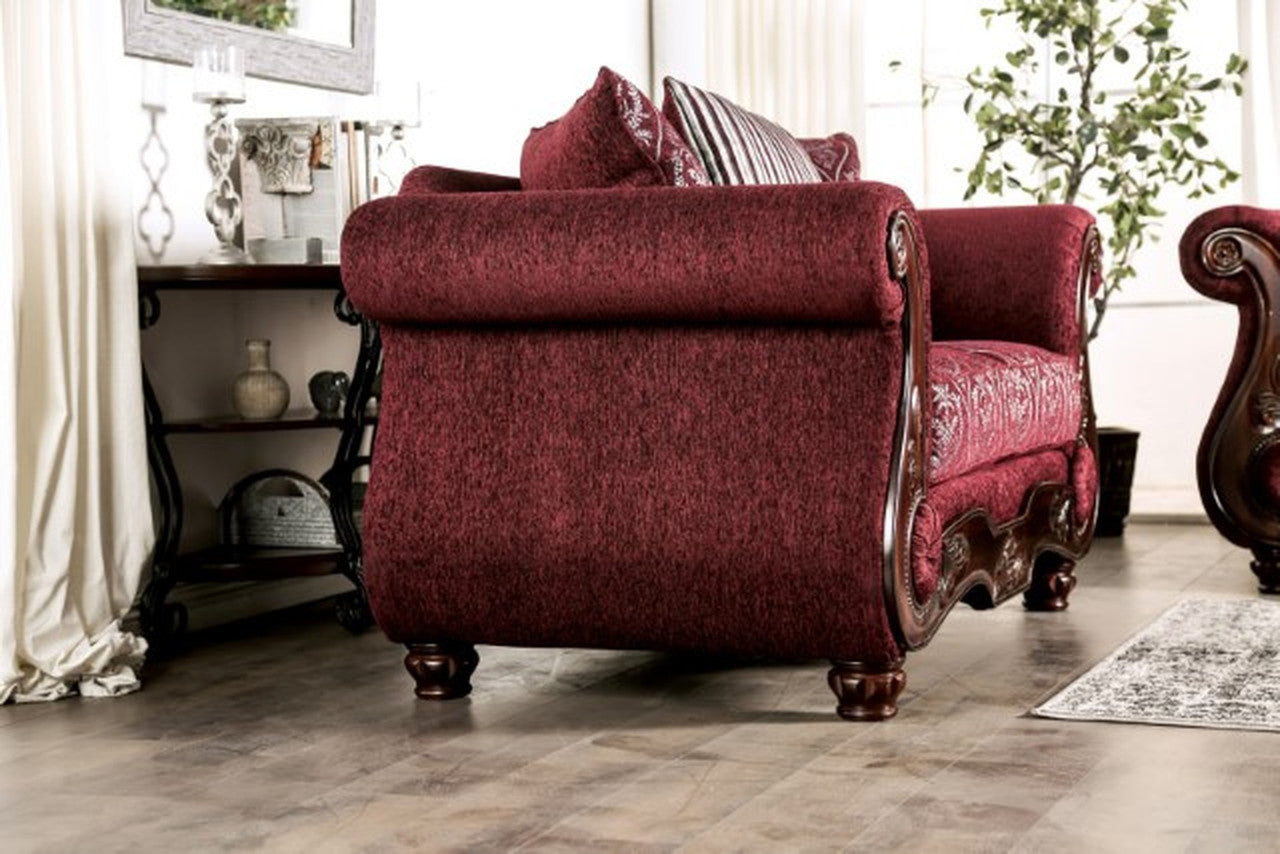 Sassari Burgundy Loveseat - Ornate Home