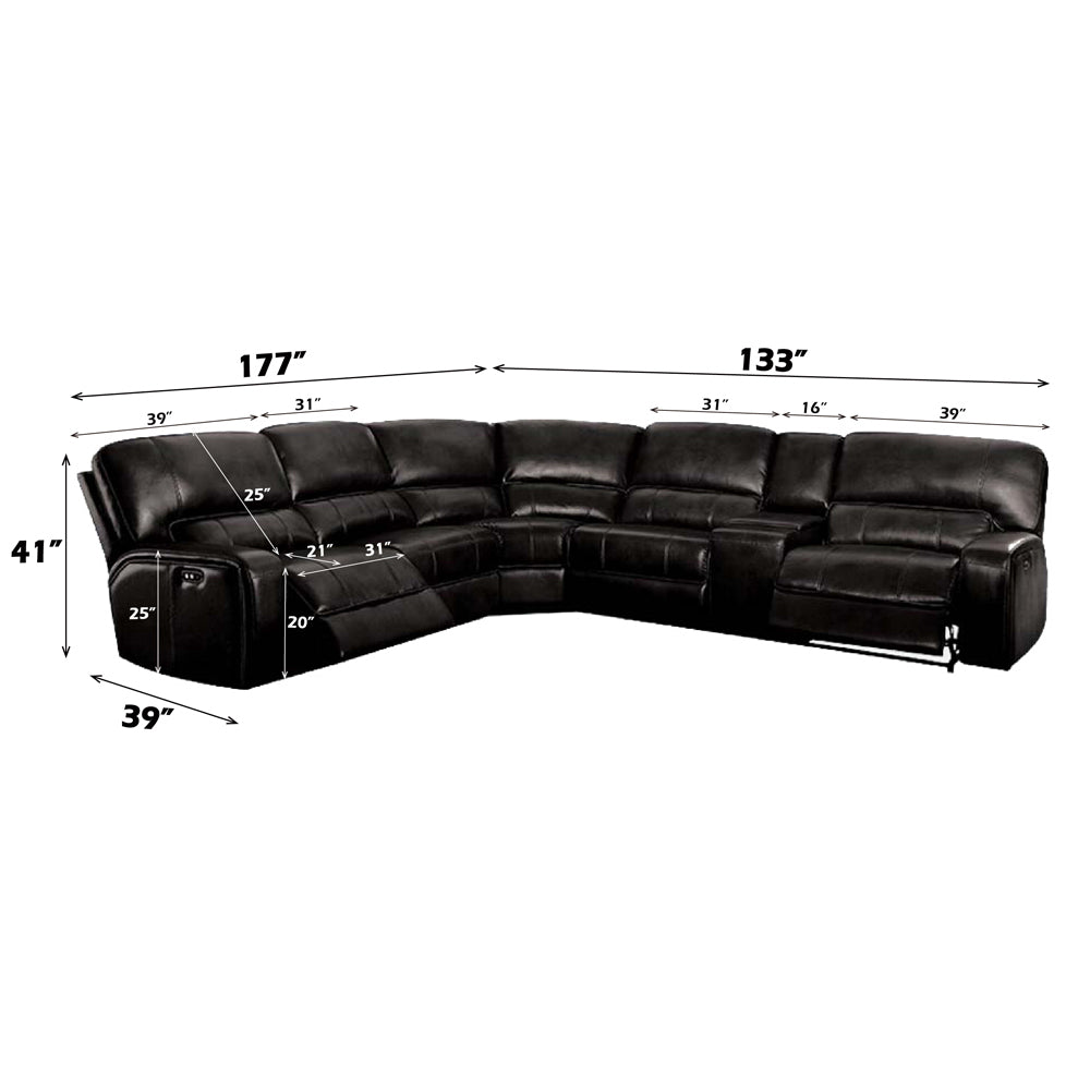 Saul Black Power Motion Sectional Sofa - Ornate Home