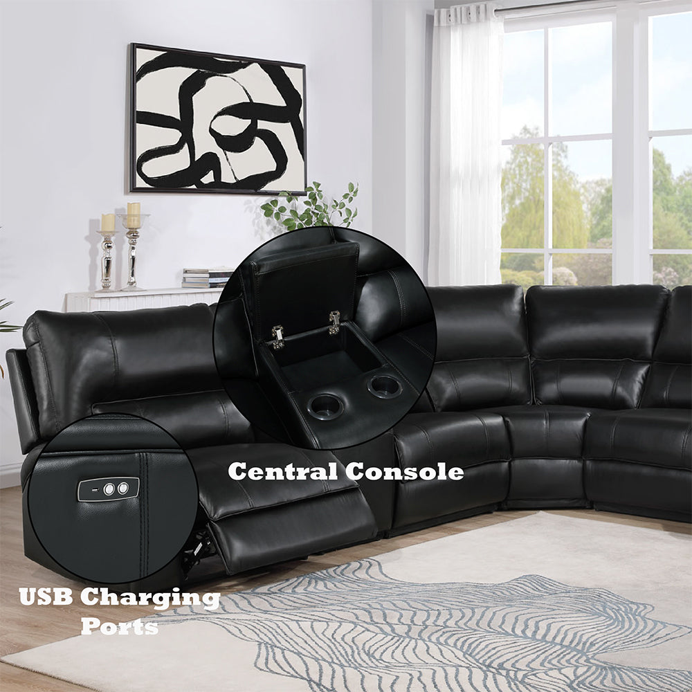 Saul Black Power Motion Sectional Sofa - Ornate Home