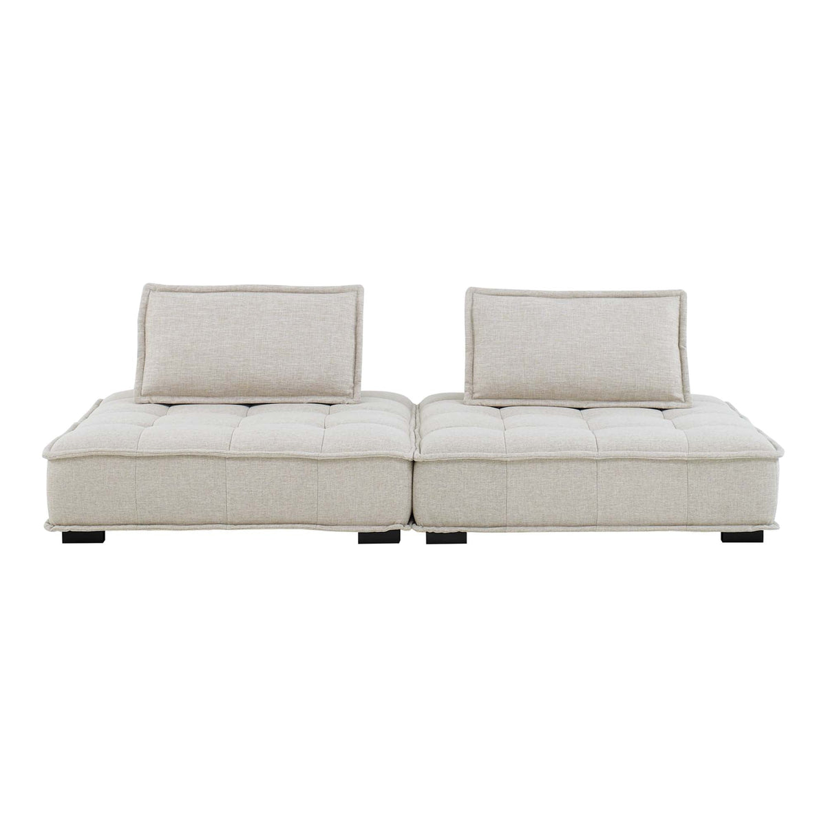 Saunter Beige 2-Piece Tufted Fabric Loveseat - Ornate Home