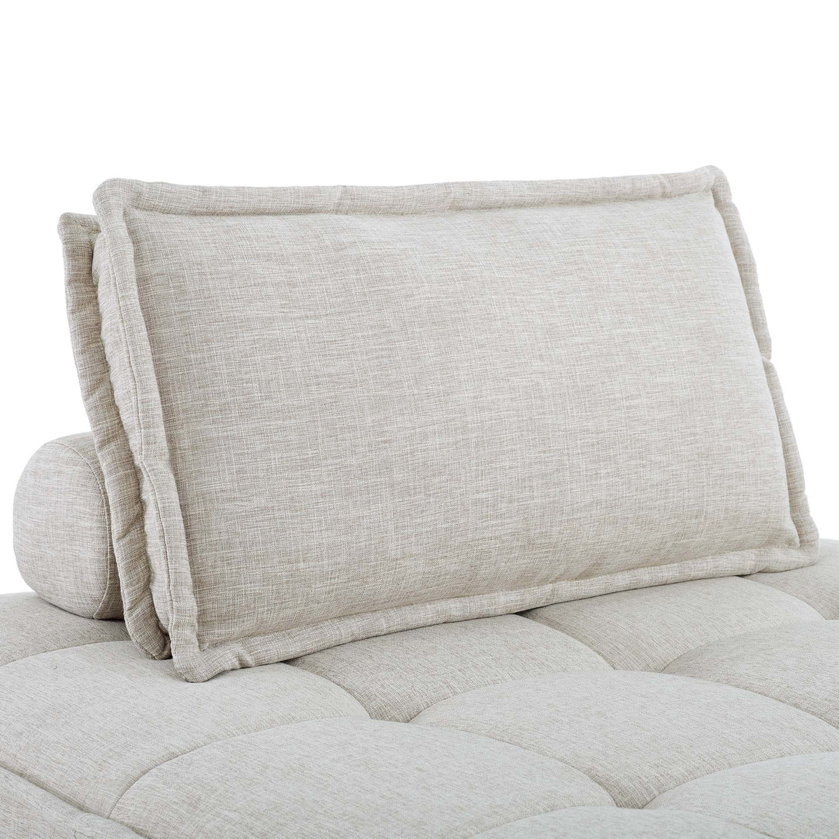 Saunter Beige Tufted Fabric Armless Chair - Ornate Home