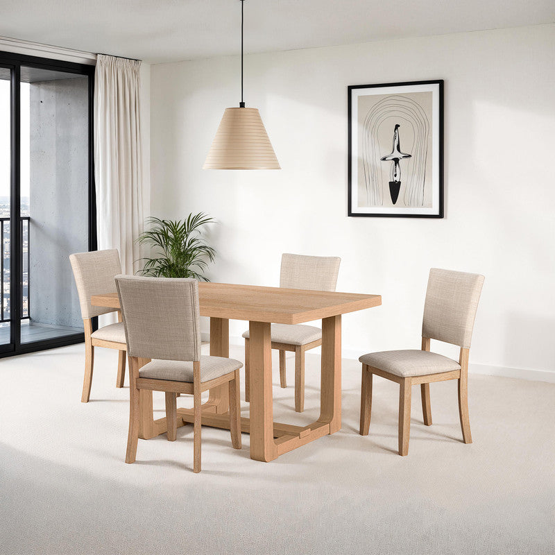 Sauro Natural 5 Pc. Dining Table Set - Ornate Home