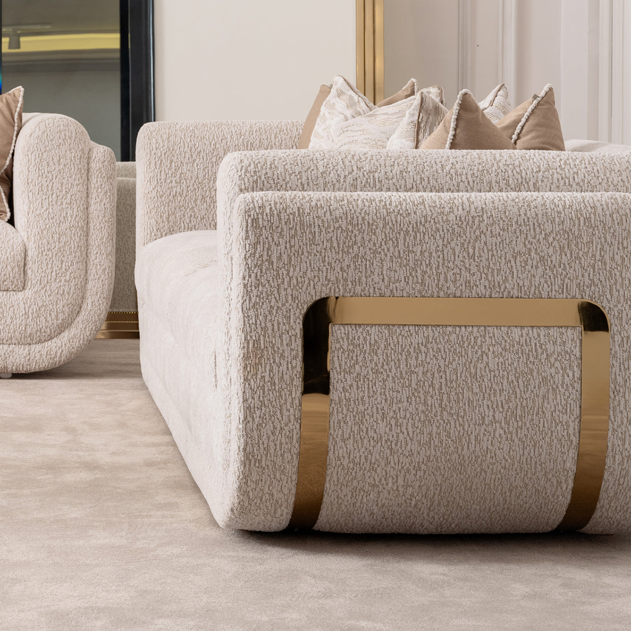 Savannah Breeze Gold/Cashmere Standard Sofa - Ornate Home