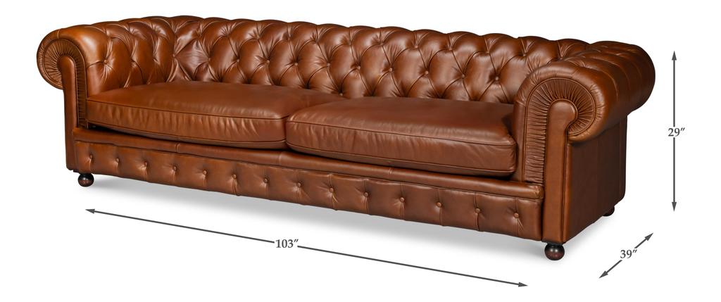 Savile Brown Leather Sofa - Ornate Home