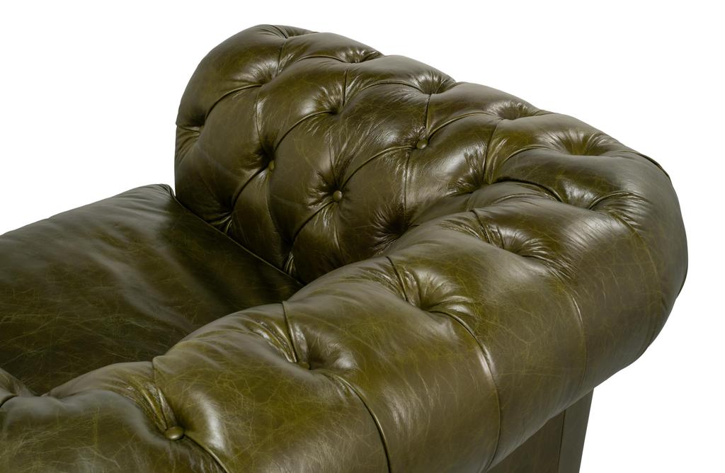 Savile Green Leather Chair - Ornate Home