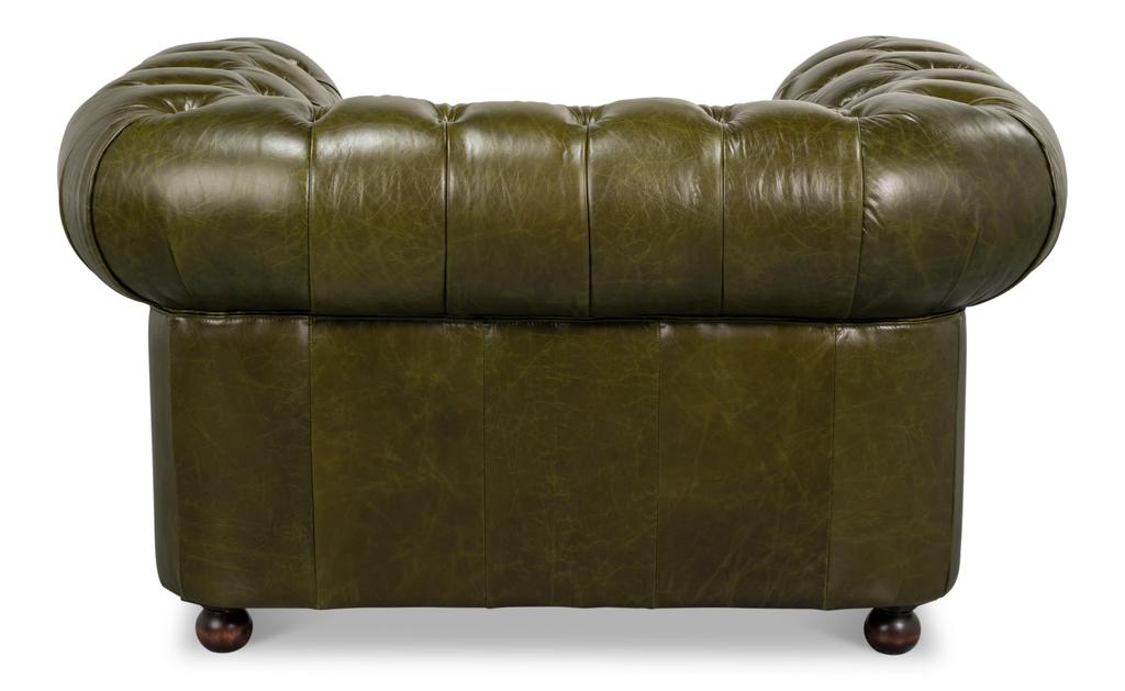 Savile Green Leather Chair - Ornate Home