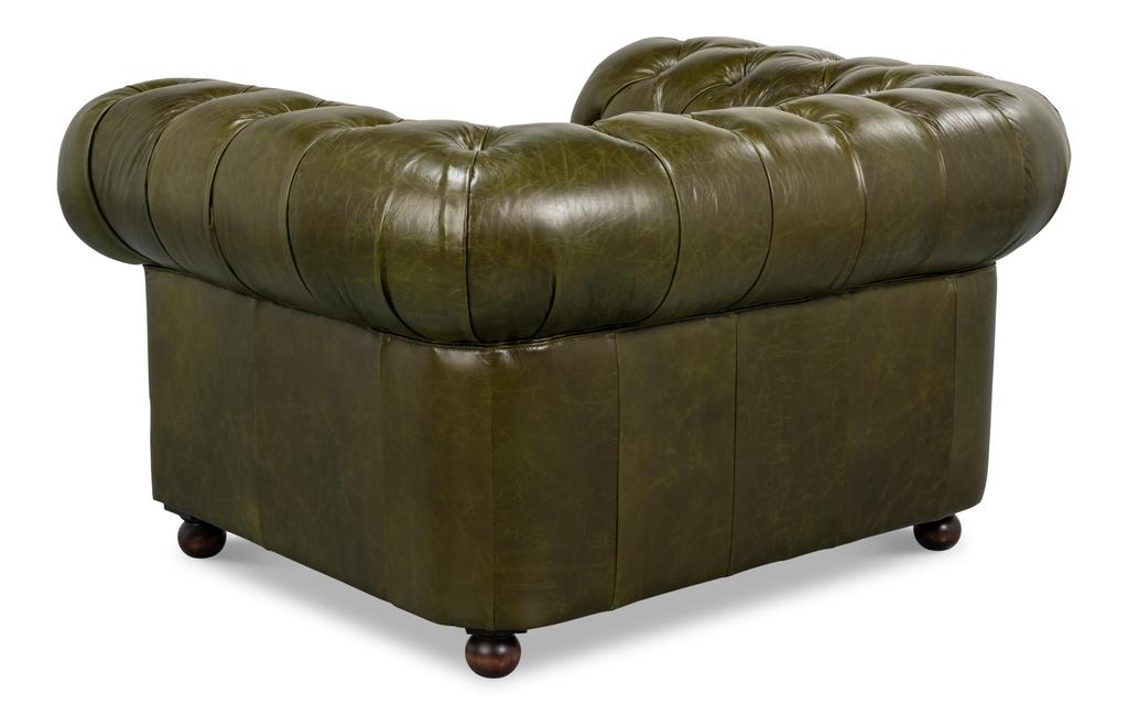Savile Green Leather Chair - Ornate Home