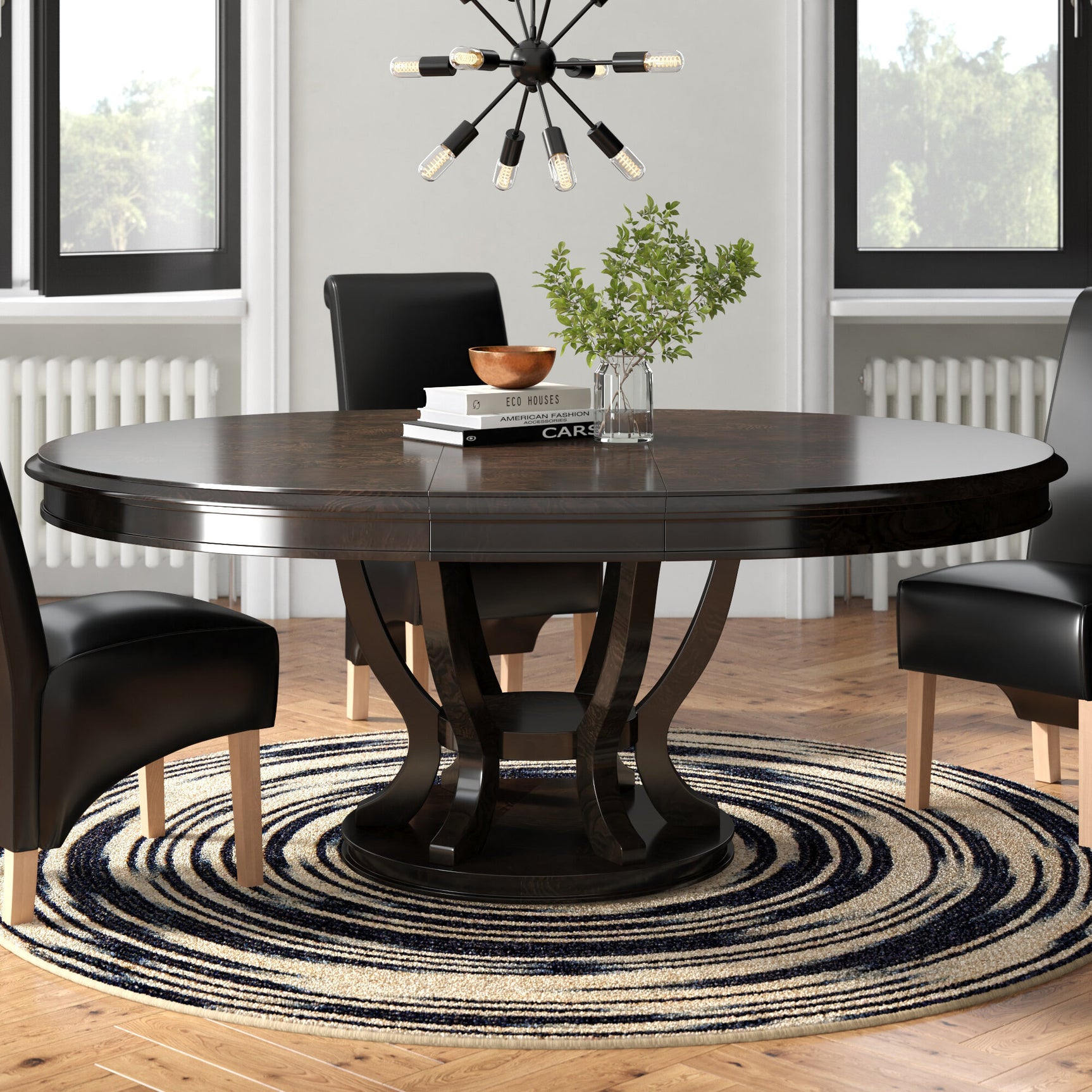 Savion Espresso Round / Oval Dining Table - Ornate Home