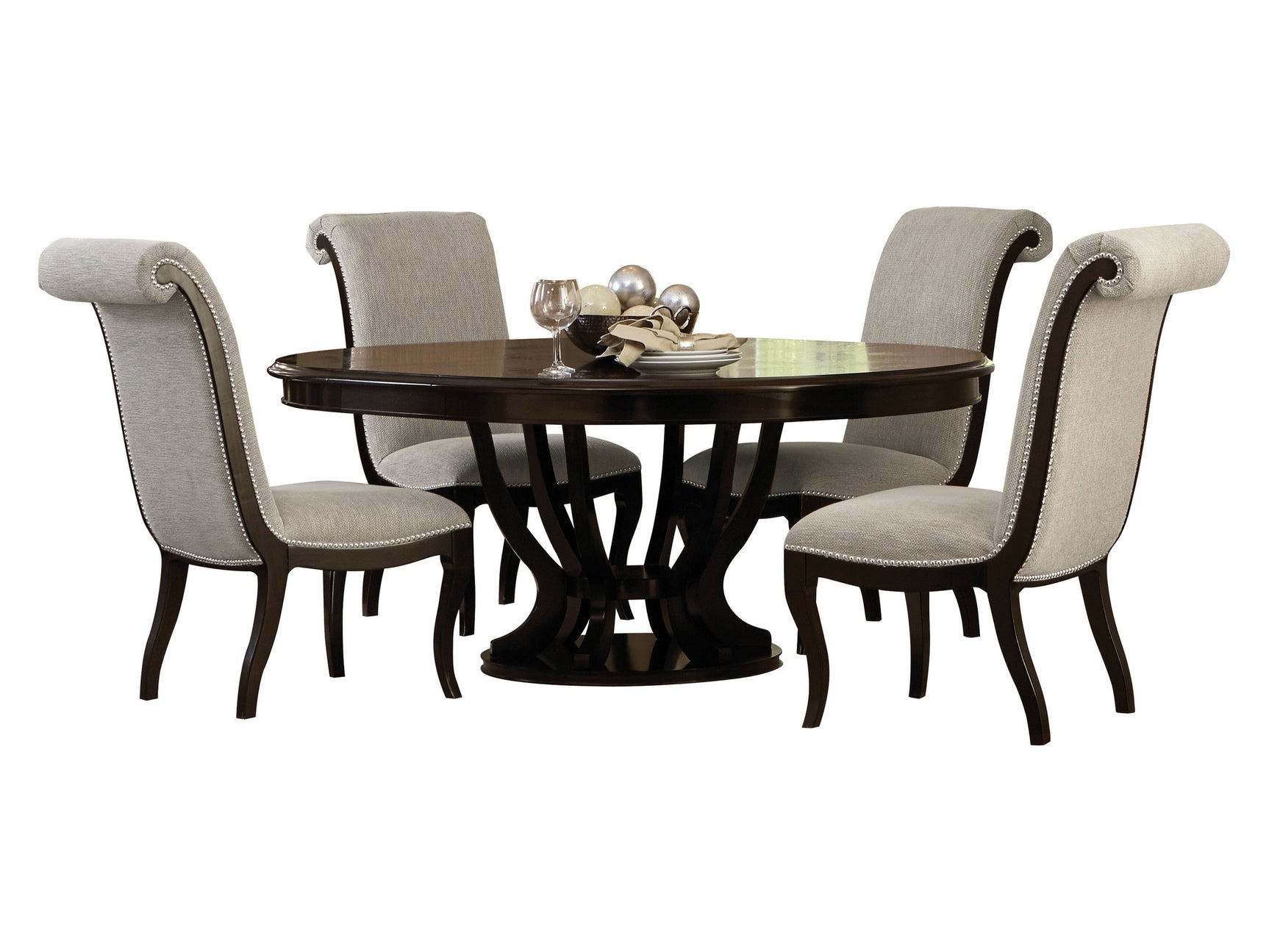 Savion Neutral/Espresso 5-piece Oval Table Dinig Table Set - Ornate Home