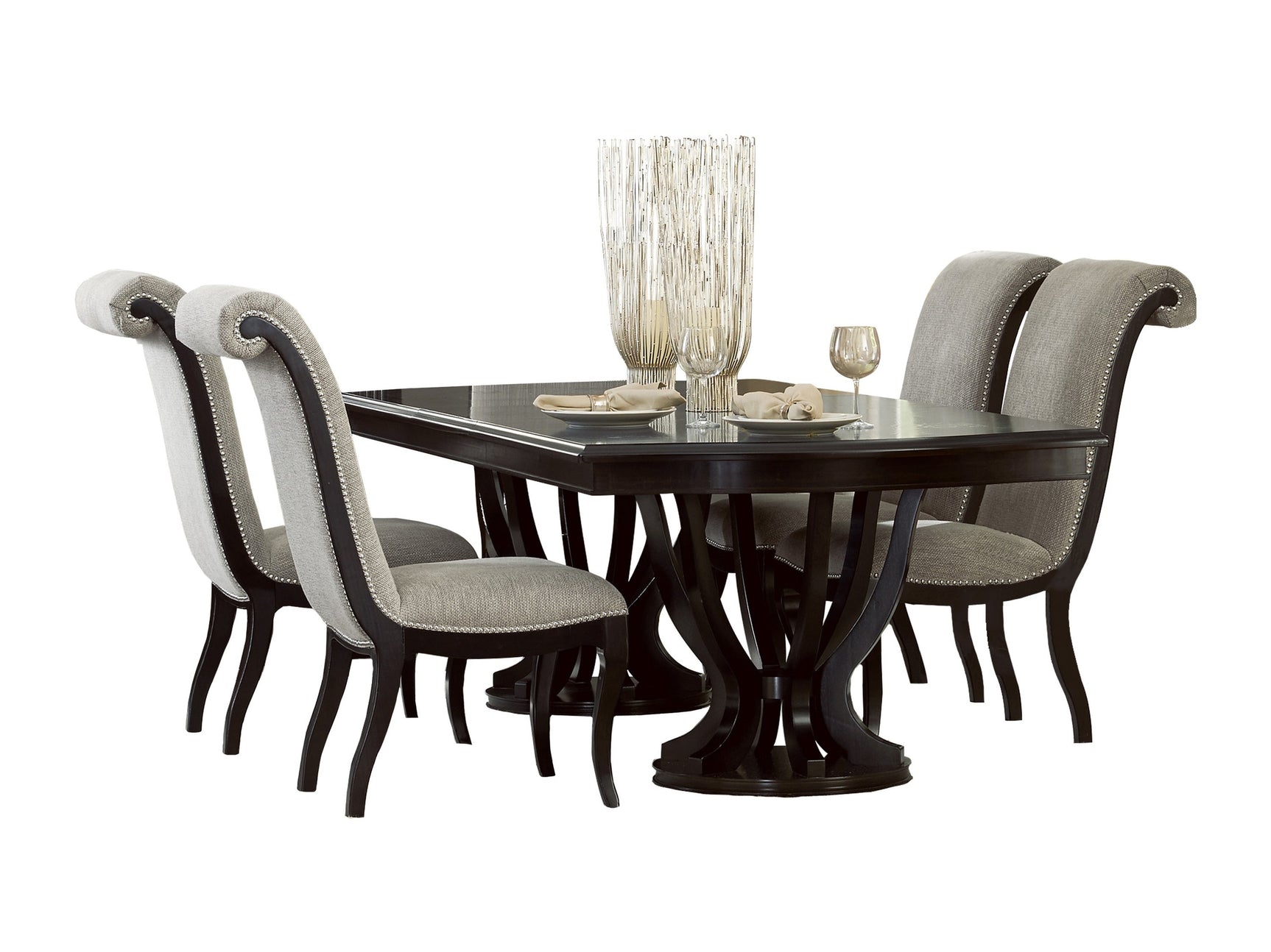 Savion Neutral/Espresso 5-piece Rectangular Table Dinig Table Set - Ornate Home