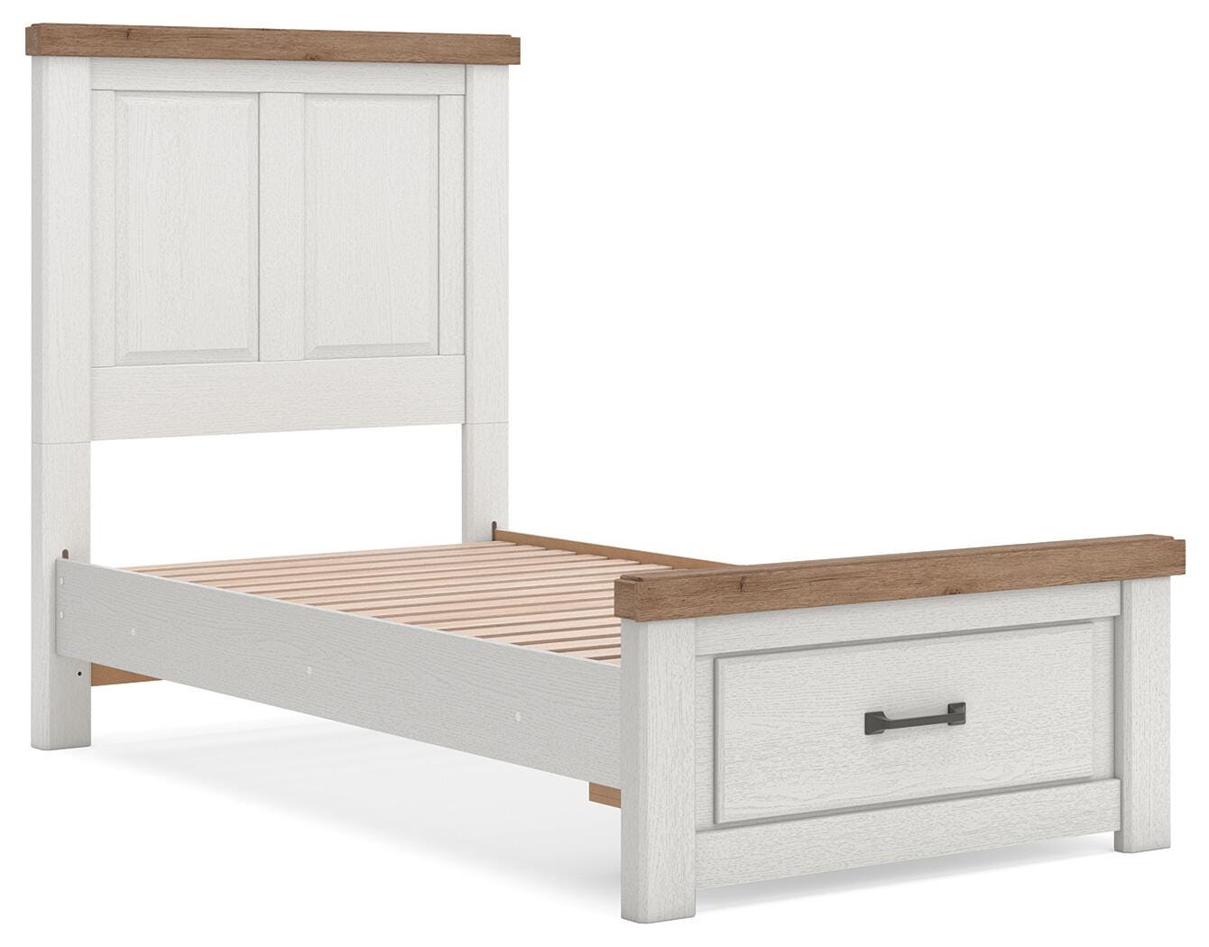 Savonport White/Brown Twin Panel Storage Bed - Ornate Home