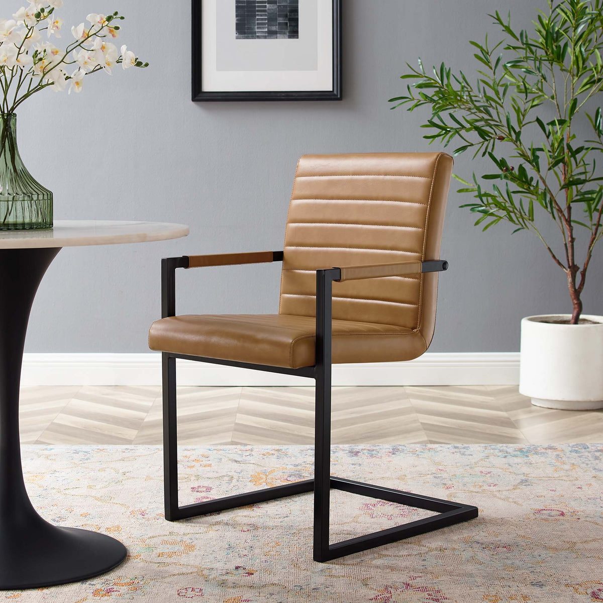 Savoy Tan Vegan Leather Dining Chairs (Set of 2) - Ornate Home