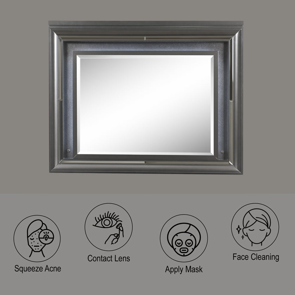Sawyer Metallic Gray Mirror (LED) - Ornate Home