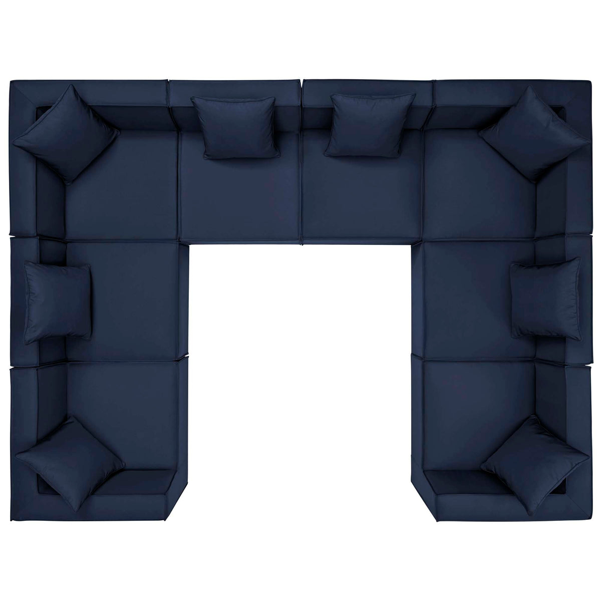 Saybrook Navy 8-Piece Outdoor Patio Upholstered Sectional Sofa - Ornate Home